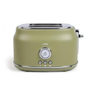 LIVOO Toaster  Toaster Retro 2-Schlitztoaster Krümelschublade 815 Watt DOD181V grün