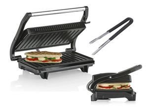 Tristar Kontaktgrill, 700 W, Kleiner Elektro Kontaktgrill mit Grillzange Low fat Indoorgrill Panini Multigrill Snackmaker Tischgrill 700Watt
