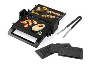 Smartwares Kontaktgrill, 1500 W, Elektro Kontaktgrill 4in1 Low fat Indoorgrill Panini Multigrill Snackmaker Tischgrill Waffeleisen 1500Watt