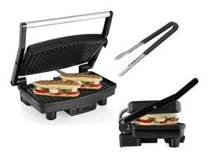 Tristar Kontaktgrill, 1500 W, Elektro Kontaktgrill mit Grillzange Low fat Indoorgrill Panini Multigrill Snackmaker Tischgrill 1500Watt