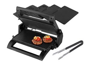 Princess Kontaktgrill, 1500 W, Elektro Kontaktgrill mit Grillzange, 4in1 Low fat Indoorgrill Panini Multigrill Snackmaker Tischgrill Waffeleisen Teppanyaki 1500Watt