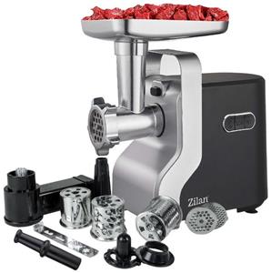 Zilan Fleischwolf ZLN-0126, 2100 W, Rostfreies Metall-Getriebe, 9 in 1, Spritzgebäckaufsatz, Kibbe-Aufsatz
