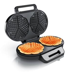 Arendo Waffeleisen, Waffeleisen 1200 Watt – Waffelautomat – 2 Waffeln à 14 cm- Antihaftbeschichtung – Herzwaffeln - Modell 2023