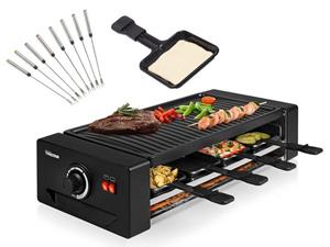 Tristar Raclette, 1300 W, 4in1 RACLETTE Gerät XL Tischgrill & Pizzamaker für 2-8 Personen, Grillplatte mit Parkdeck