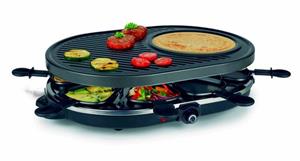Dynamic24 Raclette, 8 Raclettepfännchen, 1200 W, Raclette 8 Pers. Crepemaker Tischgrill Elektrogrill Crepe Grill Partygrill 1200W