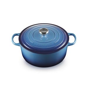 Le Creuset Bräter Signature Rund Gusseisen Azure Blau 28 cm