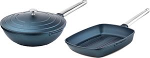 Westinghouse Pannenset - Wokpan 28cm + Grillpan 28cm - Blauw