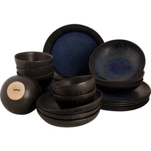 Palmer Serviesset Tama Stoneware 6-persoons 24-delig Blauw Zwart