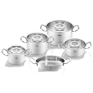 Fissler Topf-Set "Original-Profi Collection", Edelstahl 18/10, (Set, 5 tlg., Kochtopf 16/20/24 + Bratentopf 20cm + Servierpfanne 24cm), Made in Germany