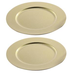 2x Gouden Diner Onderborden Glitter 33 Cm Rond - Onderborden