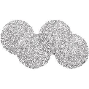 Arte r Set Van 4x Stuks Ronde Gedecoreerde Placemats Metallic Zilver Look Diameter 38 Cm - Placemats