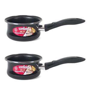 Shoppartners Set Van 2x Stuks Steelpan/sauspan Zwart Anti Aanbaklaag 16 Cm teelpannen