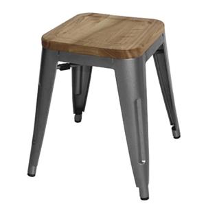 Bolero Bistro stalen kruk met houten zitting - grijs (4 stuks) - 4