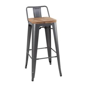 Bolero Bistro hoge barstoel met houten zitting grijs (4 stuks) - 4