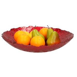 Decoratie Schaal/fruitschaal Van Glas Rood Rond D40 X H7 Cm - Fruitschalen