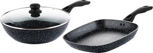 Westinghouse Pannenset - Zwart Marmer Grillpan 28cm + Wokpan 30cm