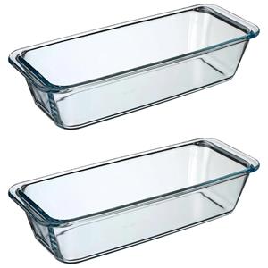 Secret de Gourmet ovenschaal rechthoek - Glas - 31 x 12 cm - Set 2x - Ovenschalen