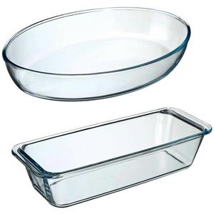 Secret de Gourmet ovenschalen set 2 formaten - Glas - 35 x 25 cm en 31 x 12 cm - Ovenschalen