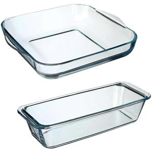 Secret de Gourmet ovenschalen set 2 formaten - Glas - 29 x 29 cm en 31 x 12 cm - Ovenschalen