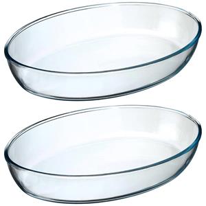 Secret de Gourmet ovenschaal ovaal - Glas - 35 x 25 cm - Set 2x - Ovenschalen