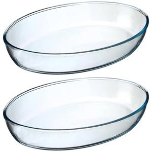 Secret de Gourmet ovenschaal ovaal - Glas - 35 x 25 cm - Set 2x - Ovenschalen