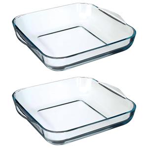 Secret de Gourmet Ovenschaal vierkant - Glas - 29 x 6 cm - Set 2x - Ovenschalen