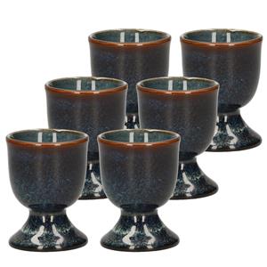 Cosy & Trendy 6x stuks eierdopjes van aardewerk bruin 5 cm -