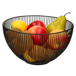 Trendoz Fruitschaal/fruitmand rond zwart metaal 25 cm -