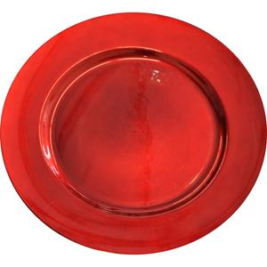 2x Diner onderborden rood glimmend 33 cm rond -