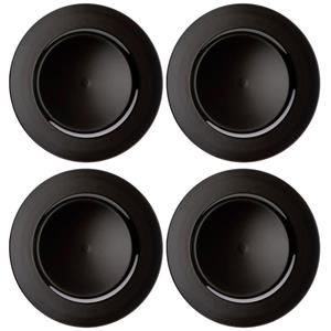 Cepewa Set van 4x stuks diner onderborden zwart rond kunststof 33 cm -