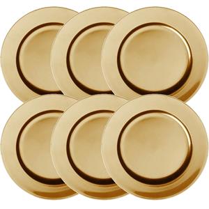 Cepewa Set van 6x stuks diner onderborden goud rond kunststof 33 cm -