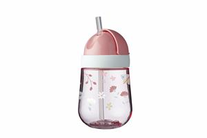 Mepal Kindertrinkbecher mit Trinkhalm MIO Flowers & Butterfly, 300 ml rosa