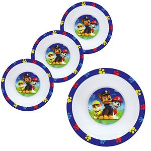 Paw Patrol 4x stuks kunststof ontbijtbordje diep  16 cm -