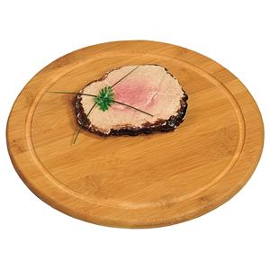 6x stuks ronde bamboe houten ontbijt plankjes met sapgroef 30 cm -