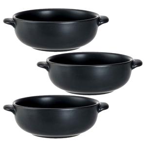 Cosy & Trendy Set van 10x stuks kleine ovenschaaltjes zwart van porselein 13 cm rond -