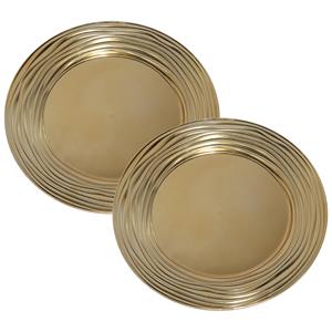 Gerim Set van 2x stuks kerstdiner onderborden rond goud glimmend 33 cm -