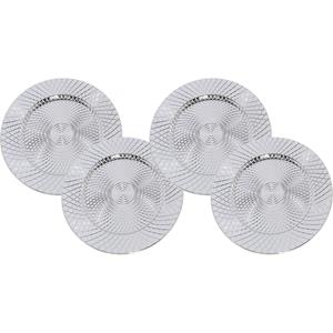 Gerim Set van 8x stuks kerstdiner onderborden rond zilver glimmend 33 cm -