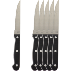 OTIX Steakmessen - Vleesmessen - Set van 6 Stuks - Zwart - Vaatwasserbestendig - 21x2x1,5cm - Steakmessenset - RVS