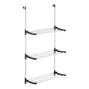 Kinvara droogrek - zilver/zwart - 12 x 7 x 61 cm - metaal/kunststof - wasrek - ophangbaar -