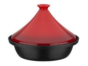 Gusseisen Tajine 2-farbig Rot - Schmortopf mit Dampfhaube