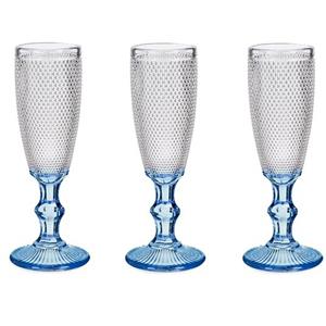 Vivalto Luxe Monaco Serie Champagneglazen Set 6x Stuks Op Blauwe Voet 180 Ml - Champagneglazen