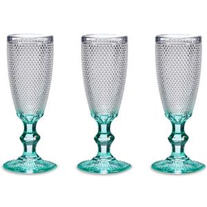 Vivalto Luxe Monaco Serie Champagneglazen Set 6x Stuks Op Turquoise Blauwe Voet 180 Ml - Champagneglazen