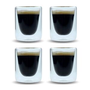 Orange85 Espresso Glazen et Van 4 - Kopjes - Dubbelwandig - Glas - 80ml - 5.5 X 7.5 Cm - Koffiekopjes