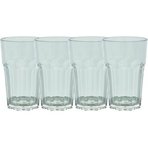 Eurotrail Set van 4x stuks onbreekbare kunststof camping/picknick sap drinkglazen/waterglazen 285 ml - polycarbonaatglas - Drinkglazen