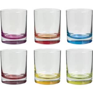 Secret de Gourmet Set van 12x stuks tumbler glazen Colori 300 ml van glas - Drinkglazen - Waterglazen - Drinkglazen