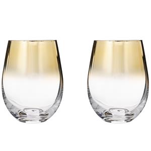 Secret de Gourmet Set van 12x stuks tumbler glazen gouden rand Arya 540 ml van glas - Drinkglazen - Waterglazen - Drinkglazen