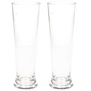 2x stuks onbreekbaar bierglas op voet Transparant