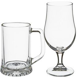 Secret de Gourmet Bierglazen set - bierpullen/bierglazen op voet - 8x stuks - glas - Bierglazen