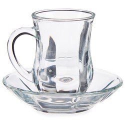 Vivalto Turkse of Marokkaanse Theeglazen - 4x stuks - glas - 125 ml - met schotels - kleine hoge glazen -
