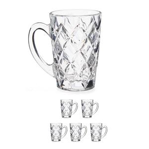 Vivalto Set van 12x stuks luxe Espresso koffieglazen 110 ml met oor - Type Diamant - Transparant